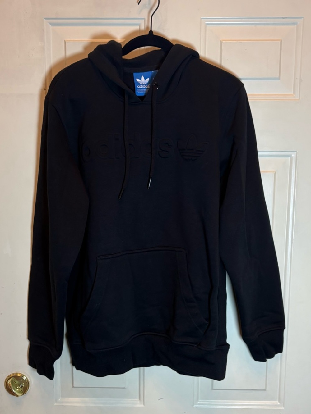 adidas Black Embossed Logo Pullover Hoodie
